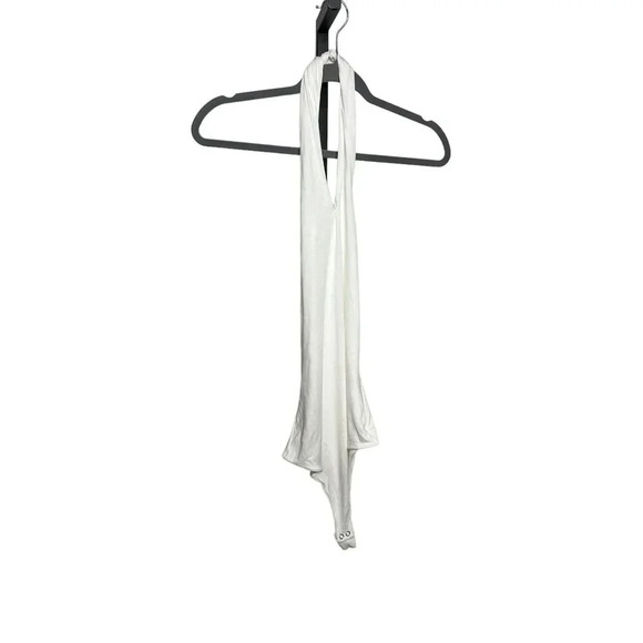 Naked Wardrobe So Twisted Halter Bodysuit in White - Picture 2 of 7